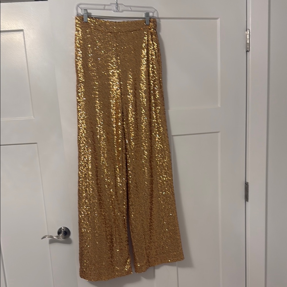 New Halston Sequin Wide-Leg Pants Size 6